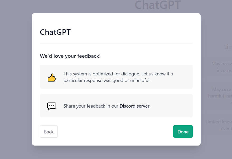 ChatGPT　フィードバック
