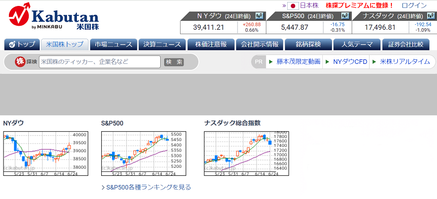 株探 米国株